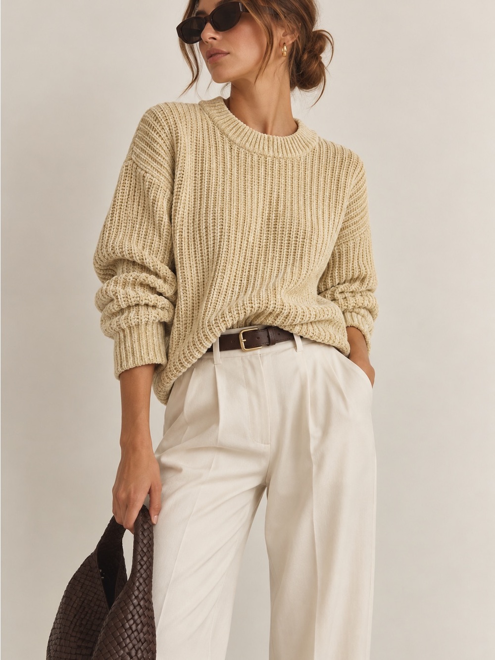 Wilfred Chenille Ribbed Sweater XXS Butter Yellow Tan Crewneck